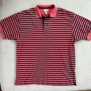 Cutter & Buck Striped Cotton Polo Shirt. Coral/Black. 1XB